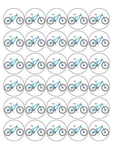 BIKE 30 x 4cm PREMIUM EDIBLE RICE PAPER ROUND CUP CAKE TOPPERS CYCLING D3