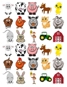 FARM MIX 30 x 4cm PREMIUM EDIBLE RICE PAPER ROUND CUP CAKE TOPPERS D3