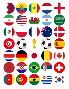 FOOTBALL WORLD CUP 2022 FLAGS EDIBLE PREMIUM CUPCAKE TOPPER DECORATIONS x35 D1