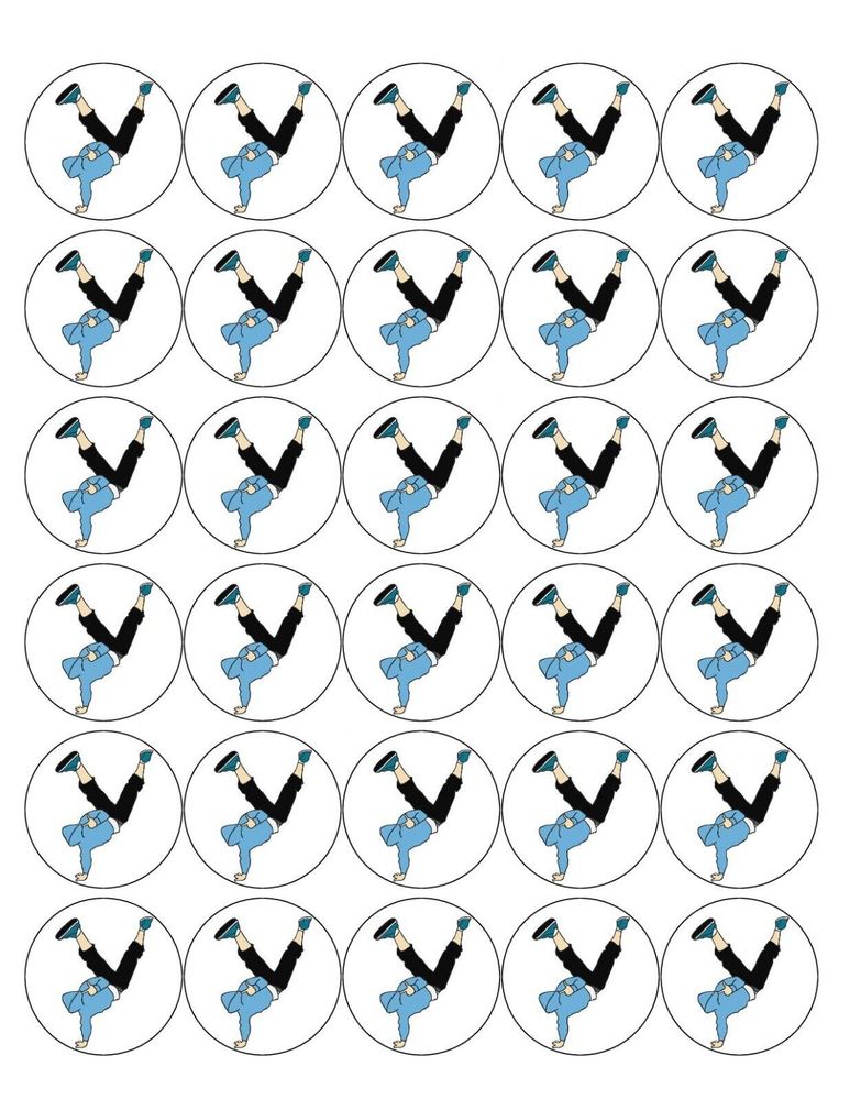 HIP HOP DANCING 30 x 4cm PREMIUM EDIBLE ICING ROUND CUP CAKE TOPPERS D4