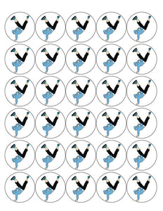 HIP HOP DANCING 30 x 4cm PREMIUM EDIBLE ICING ROUND CUP CAKE TOPPERS D4