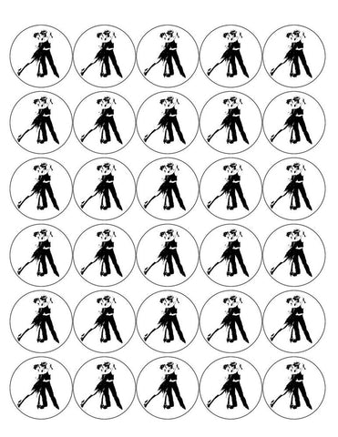 BALLROOM DANCING 30 x 4cm PREMIUM EDIBLE ICING ROUND CUP CAKE TOPPERS D1 - KraftyDesigns