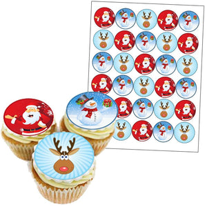 30 x 40mm MIXED PREMIUM CHRISTMAS EDIBLE Rice Paper Cake Toppers D4