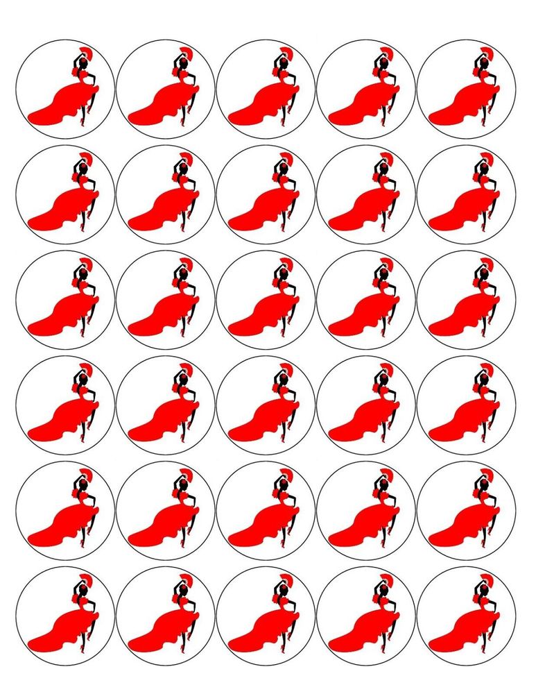 FLAMENCO DANCING 30 x 4cm PREMIUM EDIBLE ICING ROUND CUP CAKE TOPPERS D3