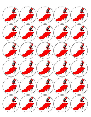 FLAMENCO DANCING 30 x 4cm PREMIUM EDIBLE ICING ROUND CUP CAKE TOPPERS D3 - KraftyDesigns