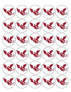 DRAGON 30 x 4cm PREMIUM EDIBLE ICING ROUND CUP CAKE TOPPERS MYTHICAL D6