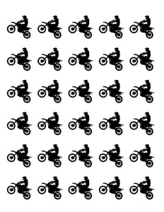 MOTOCROSS 30 x 4cm PREMIUM EDIBLE ICING ROUND CUP CAKE TOPPERS BIKE D9