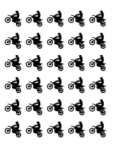 MOTOCROSS 30 x 4cm PREMIUM EDIBLE ICING ROUND CUP CAKE TOPPERS BIKE D9