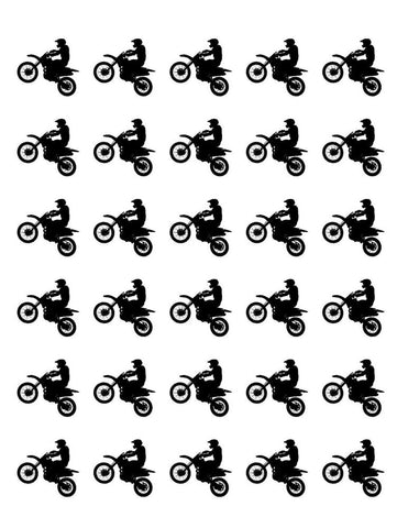 MOTOCROSS 30 x 4cm PREMIUM EDIBLE RICE PAPER ROUND CUP CAKE TOPPERS BIKE D9