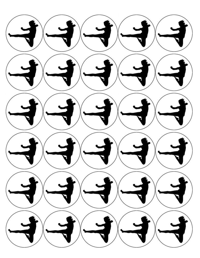 KICKBOXING 30 x 4cm PREMIUM EDIBLE ICING ROUND CUP CAKE TOPPERS D2