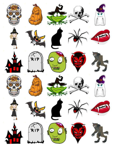 HALLOWEEN EDIBLE CAKE TOPPERS x30 SCARY GIFT SPOOKY PREMIUM RICE PAPER WAFER D23