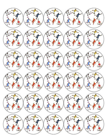 FOOTBALL PLAYERS 30 x 4cm PREMIUM EDIBLE RICE PAPER ROUND CUP CAKE TOPPERS D16