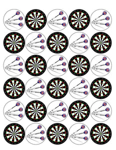 DARTS MIX 30 x 4cm PREMIUM EDIBLE ICING ROUND CUP CAKE TOPPERS D3