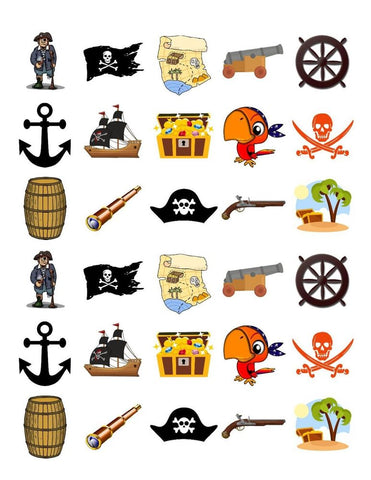 PIRATE MIX 30 x 4cm PREMIUM EDIBLE RICE PAPER ROUND CUP CAKE TOPPERS D6 - KraftyDesigns