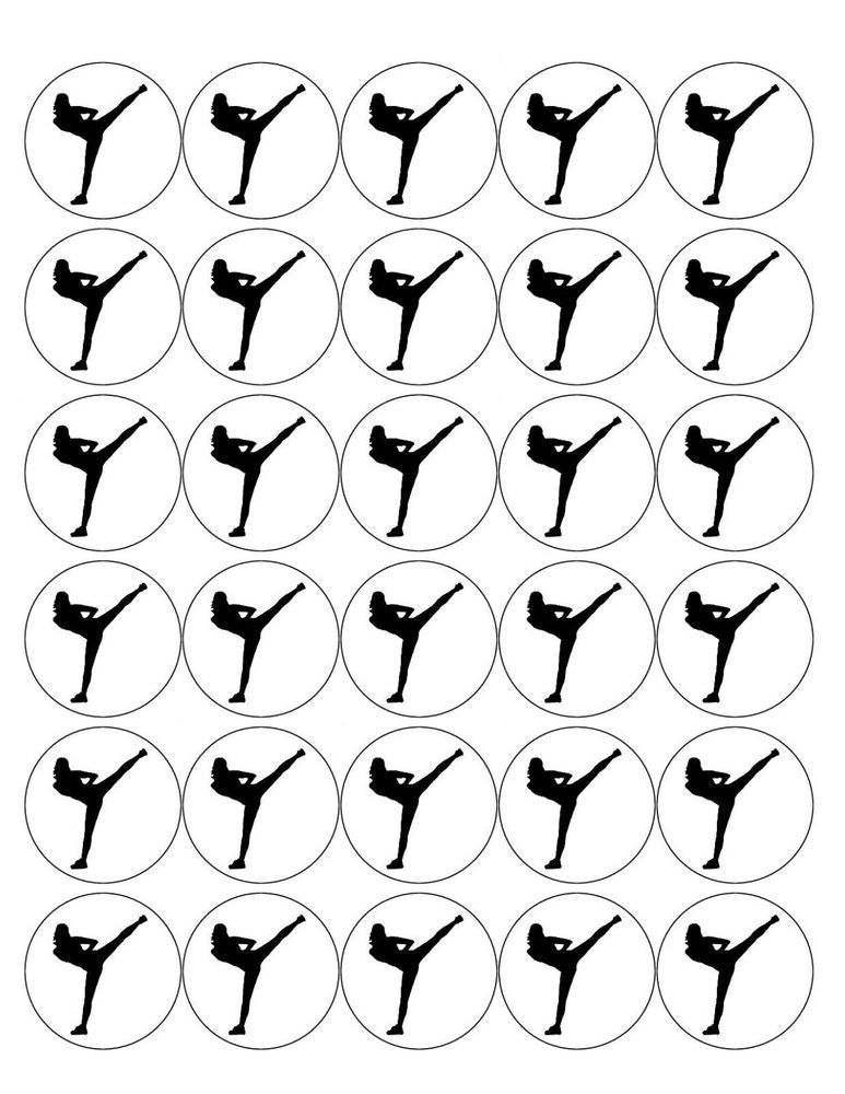 KICKBOXING 30 x 4cm PREMIUM EDIBLE RICE PAPER ROUND CUP CAKE TOPPERS MMA D1