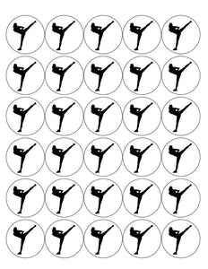 KICKBOXING 30 x 4cm PREMIUM EDIBLE RICE PAPER ROUND CUP CAKE TOPPERS MMA D1