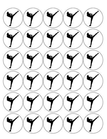 KICKBOXING 30 x 4cm PREMIUM EDIBLE RICE PAPER ROUND CUP CAKE TOPPERS MMA D1