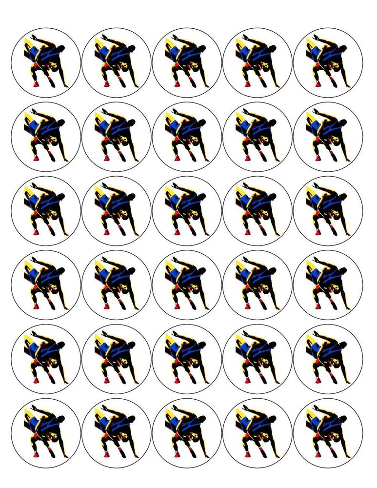 WRESTLING 30 x 4cm PREMIUM EDIBLE RICE PAPER ROUND CUP CAKE TOPPERS D1 ...