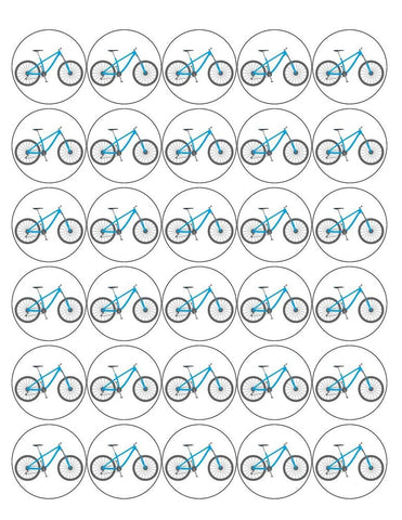 BIKE 30 x 4cm PREMIUM EDIBLE ICING ROUND CUP CAKE TOPPERS CYCLING D3