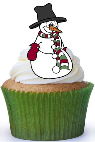 SNOWMAN CHRISTMAS x35 PREMIUM STAND UP Edible RICE CARD Cake Toppers D1 XMAS