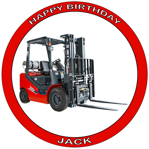 FORKLIFT TRUCK 7.5" PREMIUM Edible ICING Cake Topper DECORATION D1