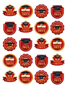 GRADUATION 20 x 5cm PREMIUM EDIBLE ICING CUP CAKE TOPPERS D5