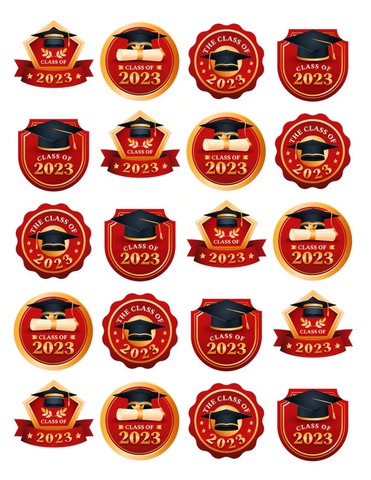 GRADUATION 20 x 5cm PREMIUM EDIBLE ICING CUP CAKE TOPPERS D5