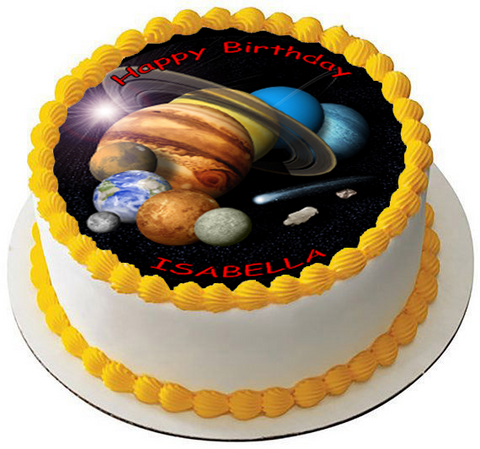 GALAXY 7.5" HAPPY BIRTHDAY PREMIUM EDIBLE ICING CAKE TOPPER DECORATION D2