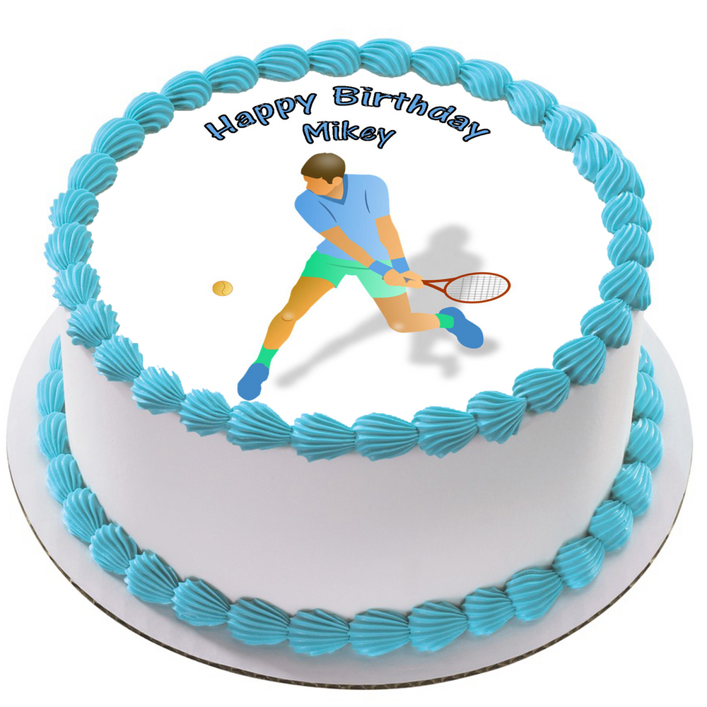 TENNIS 7.5" ROUND ICING EDIBLE PREMIUM CAKE TOPPER 19CM DIAMETRE D5