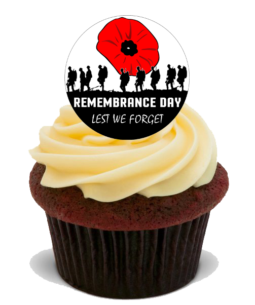 REMEMBRANCE DAY CAKE TOPPERS 30x 4CM PREMIUM EDIBLE STANDUP RICE CARD UK GIFT D6