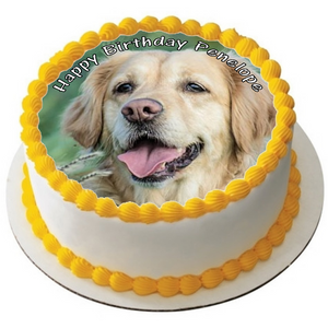 GOLDEN RETRIEVER DOG 7.5" ROUND RICE WAFER PAPER EDIBLE PREMIUM CAKE TOPPER D2