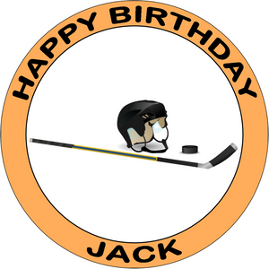 ICE HOCKEY 7.5 PREMIUM Edible RICE CARD Cake Topper CAN PERSONALISE HAT PUCK D1