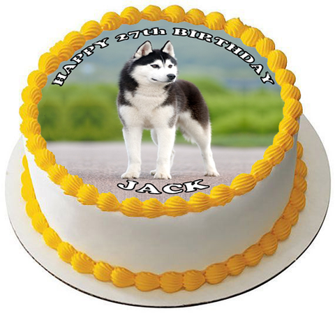 HUSKY DOG 7.5" PREMIUM Edible RICE WAFER Cake Topper CAN PERSONALISE SIBERIAN D1