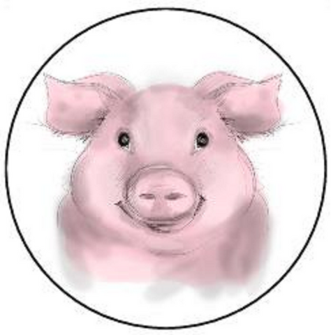 PIG 30 x 4cm PREMIUM EDIBLE RICE PAPER CUP CAKE TOPPERS PINK FARM ANIMAL D2