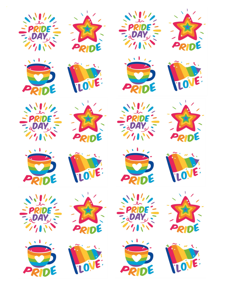 PRIDE MIX 24 x 4cm PREMIUM EDIBLE ICING CUP CAKE TOPPERS LGBTQ D10