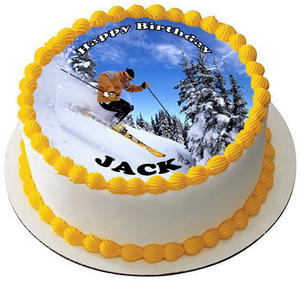 SKIING 7.5 PREMIUM Edible RICE WAFER Cake Topper CAN PERSONALISED D1 SKI SKIER