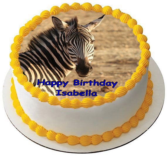 ZEBRA 7.5 PREMIUM Edible RICE CARD Cake Topper CAN PERSONALISE TEXT D1 ...