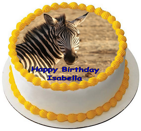 ZEBRA 7.5 PREMIUM Edible RICE CARD Cake Topper CAN PERSONALISE TEXT D1