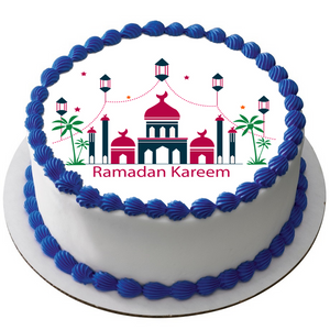 RAMADAN KAREEM 7.5" ROUND RICE WAFER PAPER EDIBLE PREMIUM CAKE TOPPER D1