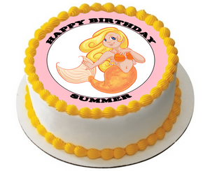 MERMAID 7.5" PREMIUM EDIBLE RICE CARD BIRTHDAYCAKE TOPPER CAN BE PERSONALISED D1