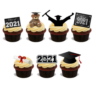 GRADUATION STANDUP MIX x21 Edible FLAT RICE CARD Cake Toppers D3 CONGRATULATIONS