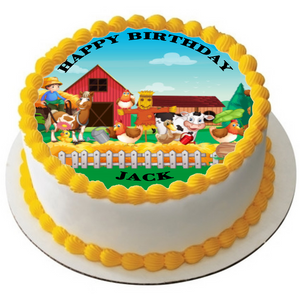 FARM ANIMALS FARMYARD BARN THEME 7.5" PREMIUM Edible ICING Cake Topper D2