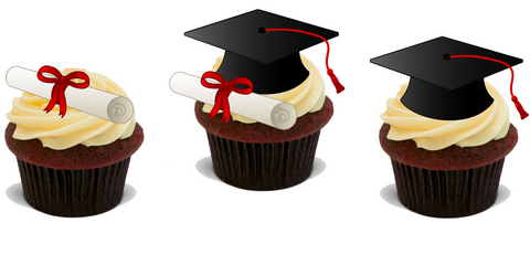 GRADUATION STANDUP 4cm x30 Edible FLAT RICE CARD Cake Toppers D4 CONGRATULATIONS