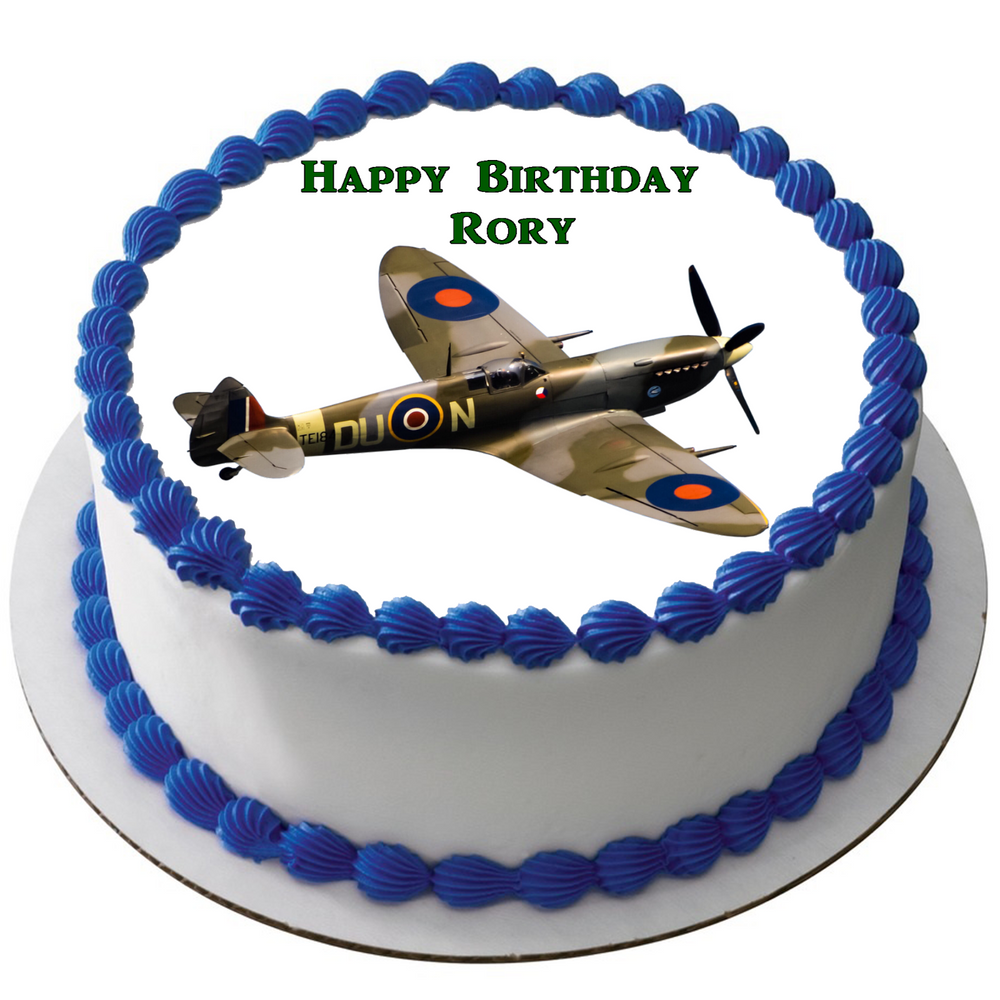 SPITFIRE 7.5" ROUND ICING EDIBLE PREMIUM CAKE TOPPER 19CM DIAMETRE AEROPLANE D3