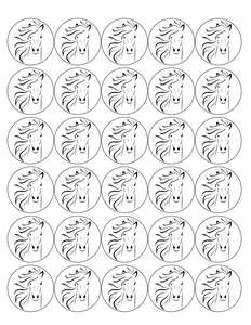 HORSE 30 x 4cm PREMIUM EDIBLE ICING ROUND CUP CAKE TOPPERS SILHOUETTE D6