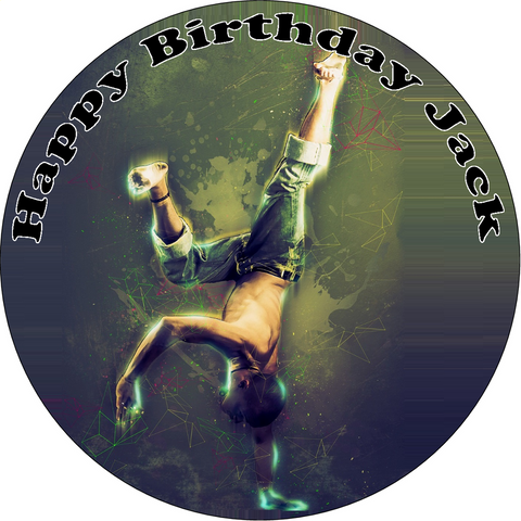 STREET DANCE 7.5" ROUND ICING EDIBLE PREMIUM CAKE TOPPER 19CM DIAMETRE DANCER D9 - KraftyDesigns