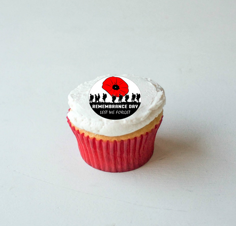 REMEMBRANCE DAY CAKE TOPPERS 48x 3CM PREMIUM EDIBLE ICING GIFT LEST WE FORGET D6