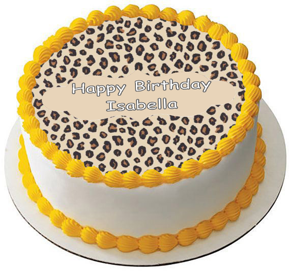 Edible Rice Topper LEOPARD PRINT 7.5 PREMIUM Edible RICE CARD Cake Topper CAN BE ...