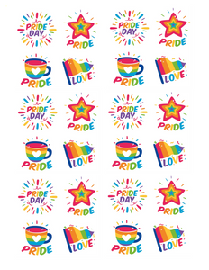 PRIDE MIX 24 x 4cm PREMIUM EDIBLE RICE PAPER CUP CAKE TOPPERS LGBTQ D10