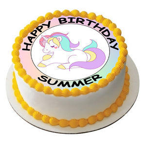 UNICORN 7.5" PREMIUM EDIBLE HORSE RICE CARD CAKE TOPPER CAN BE PERSONALISED D4